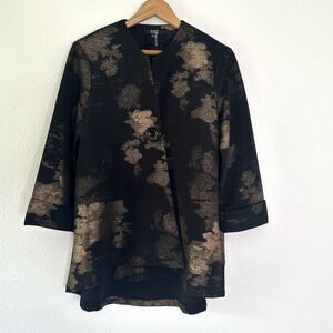 Lior Paris Asymmetrical Jacket Blazer Size M Black Gold Textured